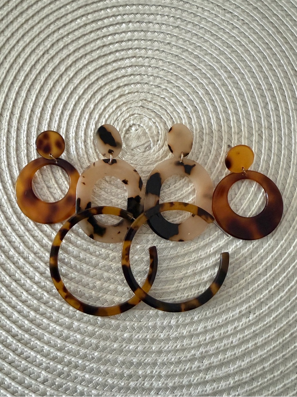 Tortoise Shell Acrylic Earrings | Hoop & Geometric Dangle Earrings (set of 3)